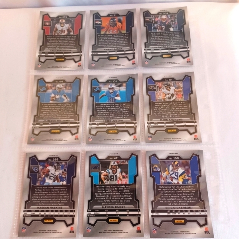 NFL Trading Card Collection RED WHITE &  BLUE (9) Card Lot - Picture 2 of 2
